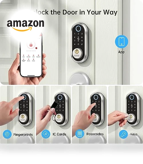 Fingerprint Electronic Deadbolt Door Lock with Keypad and Bluetooth — Smart Home Security, SMONET