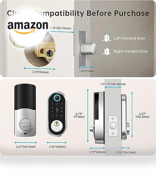 Fingerprint Electronic Deadbolt Door Lock with Keypad and Bluetooth — Smart Home Security, SMONET