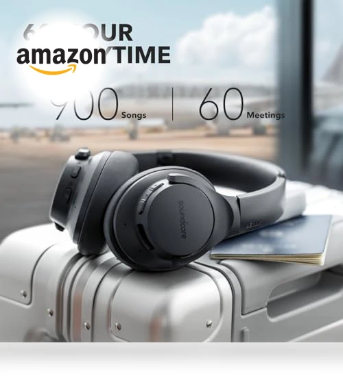 Hybrid Active Noise Cancelling Headphones, Wireless Over Ear Bluetooth Headphones, 60H Playtime, Hi-Res Audio, Deep Bass — Over-Ear Headphones, Anker