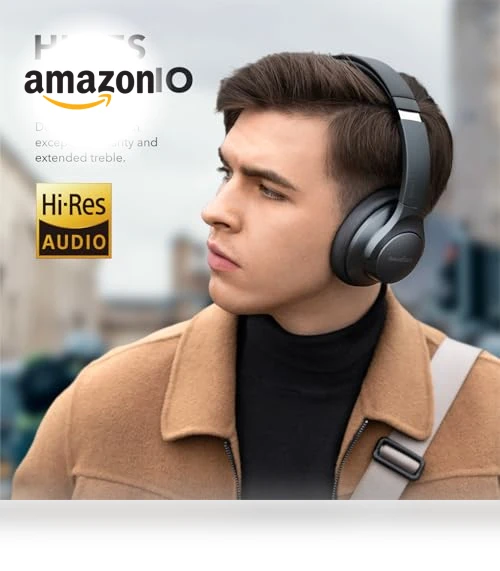 Hybrid Active Noise Cancelling Headphones, Wireless Over Ear Bluetooth Headphones, 60H Playtime, Hi-Res Audio, Deep Bass — Over-Ear Headphones, Anker