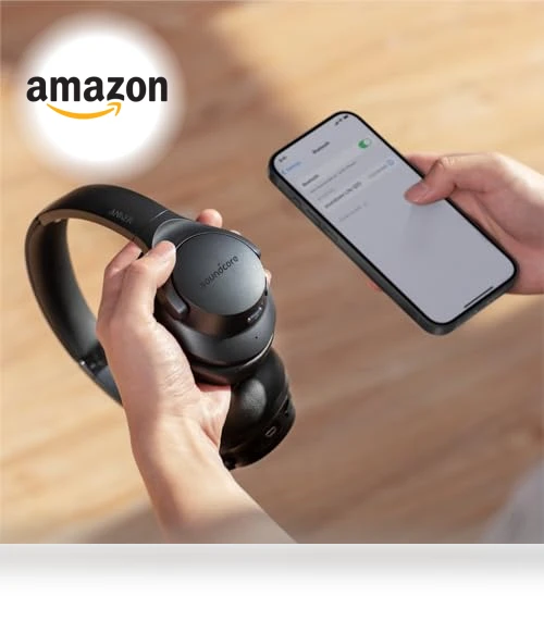 Hybrid Active Noise Cancelling Headphones, Wireless Over Ear Bluetooth Headphones, 60H Playtime, Hi-Res Audio, Deep Bass — Over-Ear Headphones, Anker