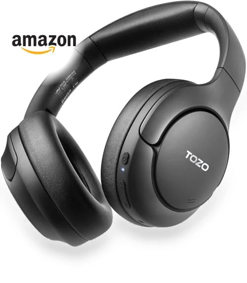 Hybrid Active Noise Cancelling Headphones, Wireless Over Ear Bluetooth Headset, 60H Playtime, Hi-Res Audio — In-Ear Headphones, TOZO