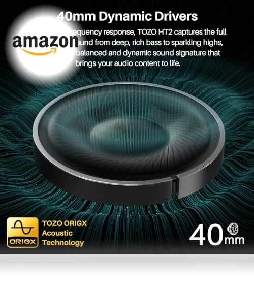 Hybrid Active Noise Cancelling Headphones, Wireless Over Ear Bluetooth Headset, 60H Playtime, Hi-Res Audio — In-Ear Headphones, TOZO