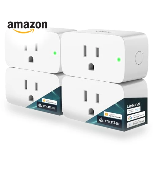 Matter Smart Plug, Works with Apple Home, Alexa, Google Home, SmartThings, 4 Pack — Smart Home Modules, Linkind