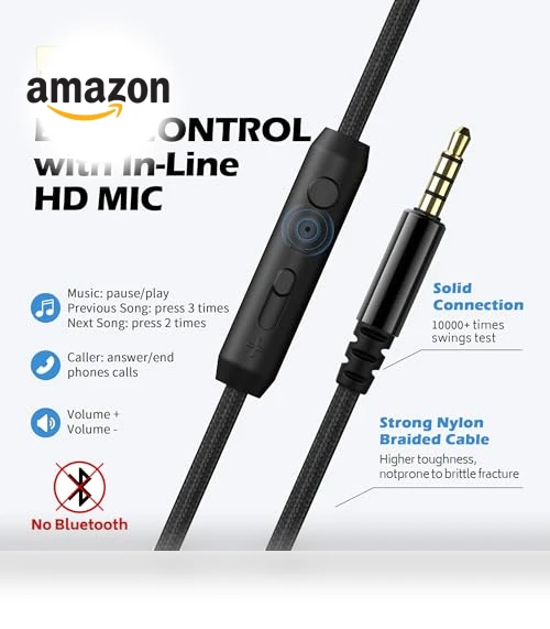 On-Ear Wired Headphones with Microphone and Volume Control — In-Ear Headphones, AILIHEN