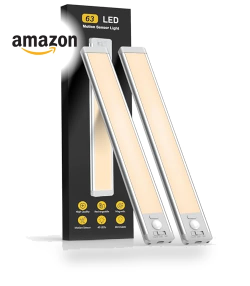 Rechargeable Motion Sensor Under Cabinet Lights, 2 Pack — Under-Cabinet Mounts, MCGOR
