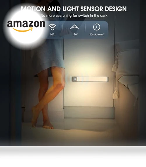 Rechargeable Motion Sensor Under Cabinet Lights, 2 Pack — Under-Cabinet Mounts, MCGOR