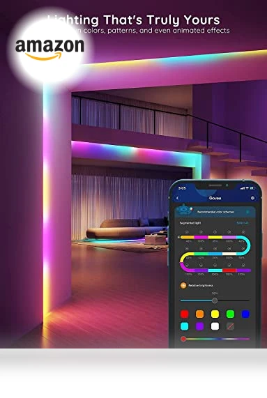 RGBIC LED Strip Lights, Smart LED Lights for Bedroom, Bluetooth App Control, Color Changing, Music Sync, 16.4ft — LED Strips, Govee