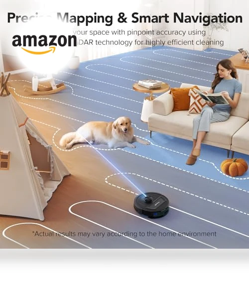 Robot Vacuum and Mop Combo with LiDAR Navigation, 5500Pa Suction, WiFi/Alexa Compatible — Smart Cleaning Robots, BPMIO