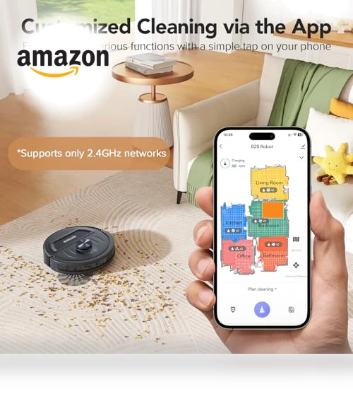 Robot Vacuum and Mop Combo with LiDAR Navigation, 5500Pa Suction, WiFi/Alexa Compatible — Smart Cleaning Robots, BPMIO