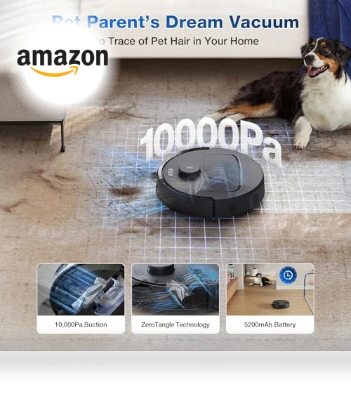 Robot Vacuum and Mop with Self-Emptying, 10000Pa Suction, Hot Air-Drying — Smart Cleaning Robots, ECOVACS