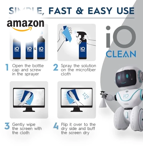 Screen Cleaner Spray Kit for Electronics - 16oz with Microfiber Cloth — Display Shields, iO CLEAN