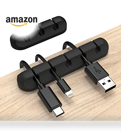 Silicone Cable Clips Organizer with 3M Adhesive - 2 Pack (5 & 3 Slots) — Cable Organizers, INCHOR