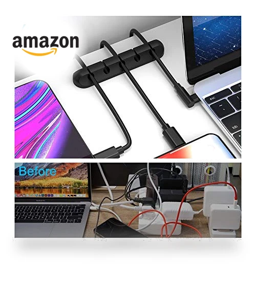 Silicone Cable Clips Organizer with 3M Adhesive - 2 Pack (5 & 3 Slots) — Cable Organizers, INCHOR