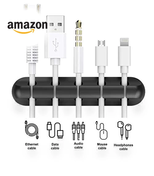 Silicone Cable Clips Organizer with 3M Adhesive - 2 Pack (5 & 3 Slots) — Cable Organizers, INCHOR