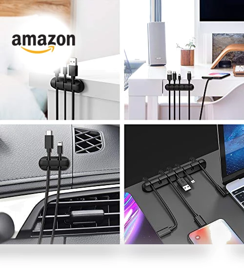 Silicone Cable Clips Organizer with 3M Adhesive - 2 Pack (5 & 3 Slots) — Cable Organizers, INCHOR
