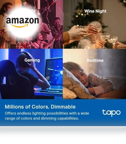 Smart Light Bulbs 16M Colors WiFi, Dimmable, Matter-Certified — LED, Tapo