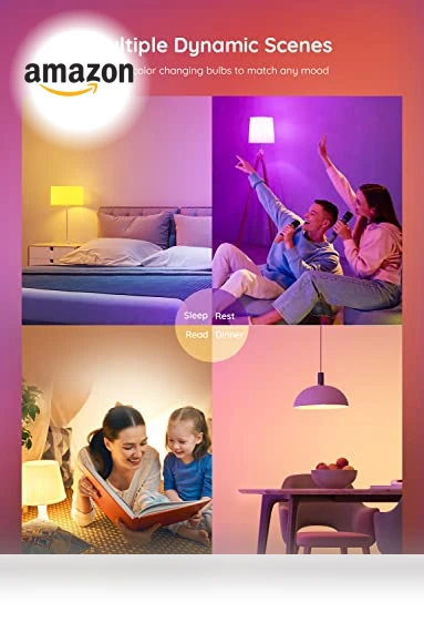 Smart Light Bulbs, Color Changing LED Bulbs, WiFi & Bluetooth, Music Sync, A19, 4 Pack — LED, Govee
