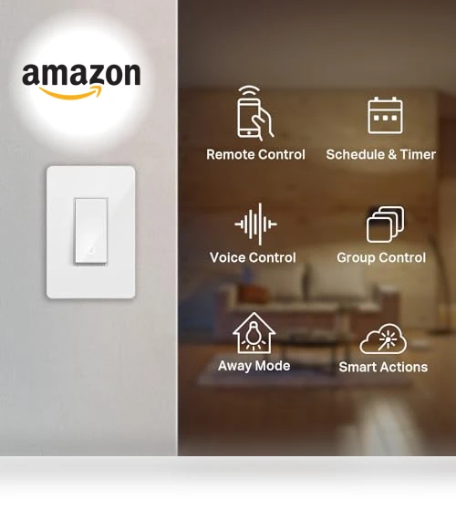 Smart Light Switch HS200P3, Single Pole, Wi-Fi, Works with Alexa and Google Home — Smart Home Hubs & Controllers, TP-Link