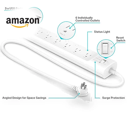 Smart Plug Power Strip with 6 Outlets and 3 USB Ports — Power Solutions & Surge Protection, TP-Link