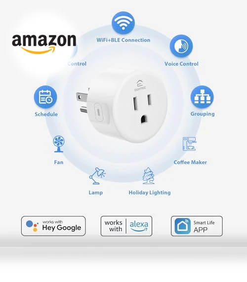 Smart Plug, WiFi Outlet Works with Alexa & Google Home, Remote Control & Timer Function, 4 Packs — Smart Home Hubs & Controllers, EIGHTREE