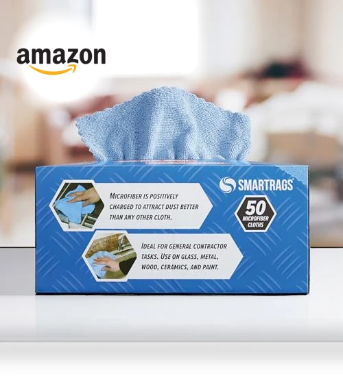 Smart Rags Microfiber Cleaning Cloths - Pack of 50, Lint Free, Scratch & Streak-Free — Microfiber, Arkwright LLC
