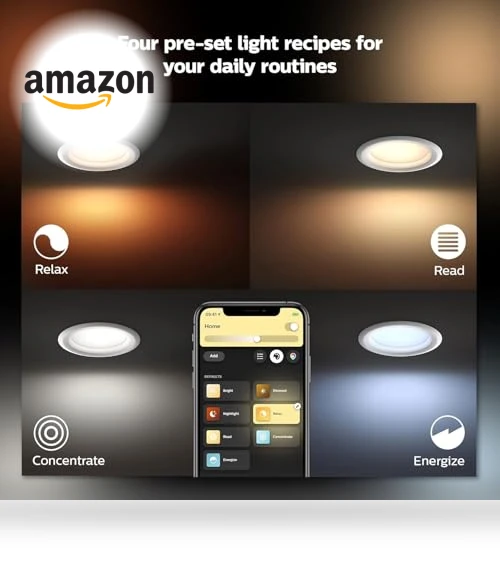 Smart Recessed 4 Inch LED Downlight - Color-Changing Light - 6 Pack — LED, Philips Hue
