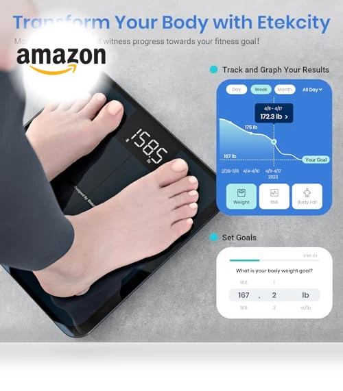 Smart Scale for Body Weight with BMI, Body Fat, Muscle Mass, Bluetooth Sync — Baby Scales, Etekcity