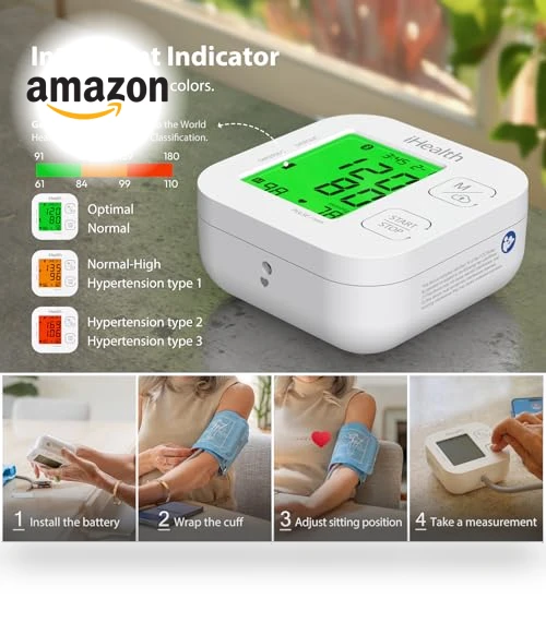 Smart Upper Arm Blood Pressure Monitor with Wide Range Cuff — Fitness & Activity Monitors, iHealth