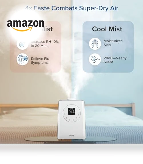 Smart Warm and Cool Mist Humidifier for Home, 6L Capacity, 753ft² Coverage — Air Moisturizers, LEVOIT