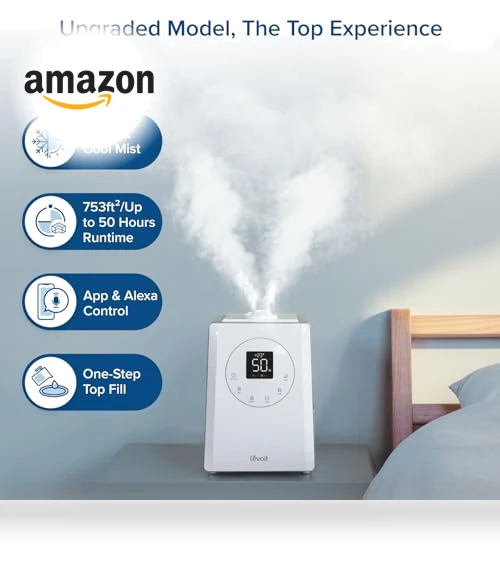 Smart Warm and Cool Mist Humidifier for Home, 6L Capacity, 753ft² Coverage — Air Moisturizers, LEVOIT