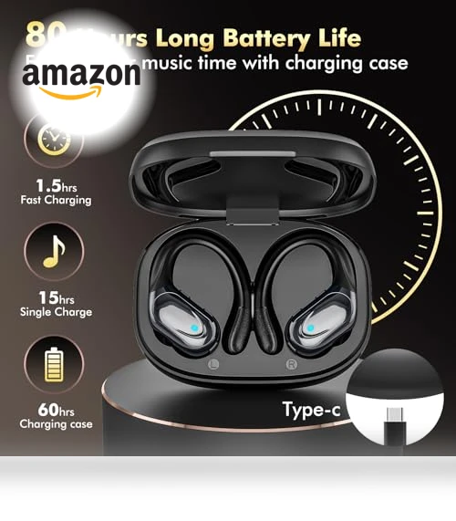 Sports Bluetooth Headphones with 80hr Playtime, Noise Canceling, IPX7 Waterproof — Headphones, Bcaikair