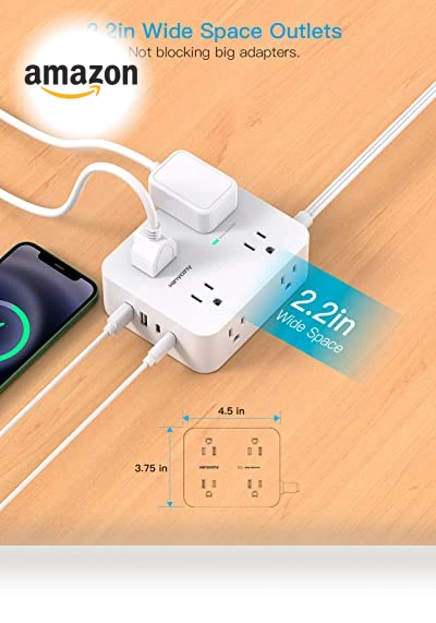 Surge Protector Power Strip with 8 Outlets and 4 USB Ports — Power Solutions & Surge Protection, HANYCONY