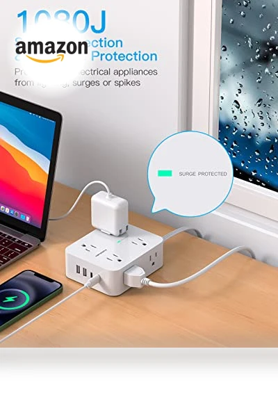 Surge Protector Power Strip with 8 Outlets and 4 USB Ports — Power Solutions & Surge Protection, HANYCONY