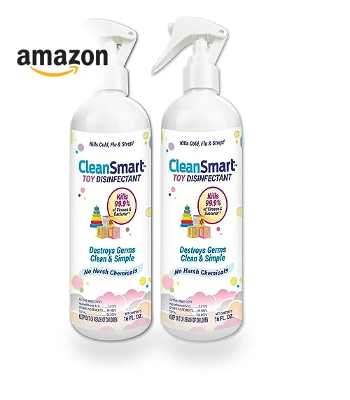 Toy Disinfectant Spray Kills 99.9% of Viruses and Bacteria, Rinse Free, 16 oz Bottle, Pack of 2 — Disinfectant Wipes, CleanSmart