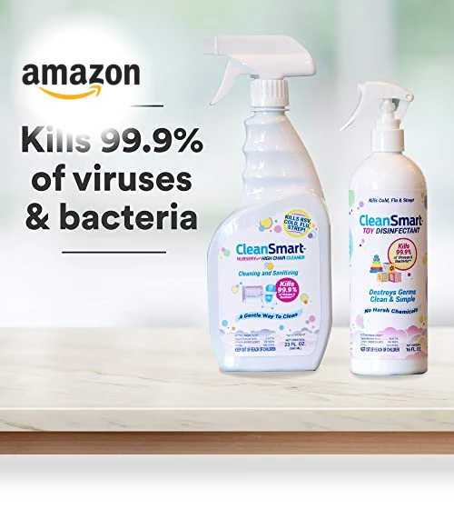 Toy Disinfectant Spray Kills 99.9% of Viruses and Bacteria, Rinse Free, 16 oz Bottle, Pack of 2 — Disinfectant Wipes, CleanSmart
