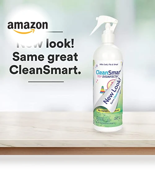 Toy Disinfectant Spray Kills 99.9% of Viruses and Bacteria, Rinse Free, 16 oz Bottle, Pack of 2 — Disinfectant Wipes, CleanSmart
