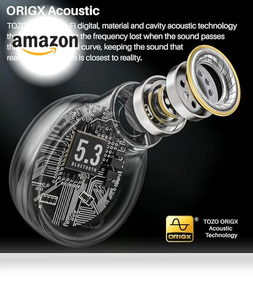 True Wireless Earbuds Bluetooth 5.3 Headphones with Wireless Charging Case — In-Ear Headphones, TOZO