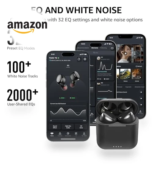 True Wireless Earbuds Bluetooth 5.3 Headphones with Wireless Charging Case — In-Ear Headphones, TOZO