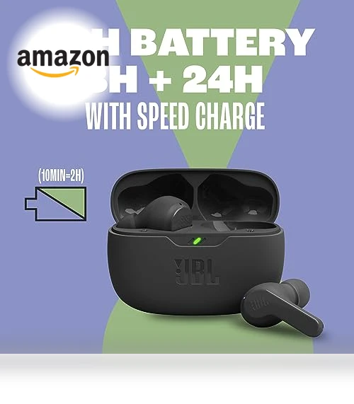 True Wireless Earbuds with Deep Bass Sound, Bluetooth 5.2, Water Resistant — In-Ear Headphones, JBL