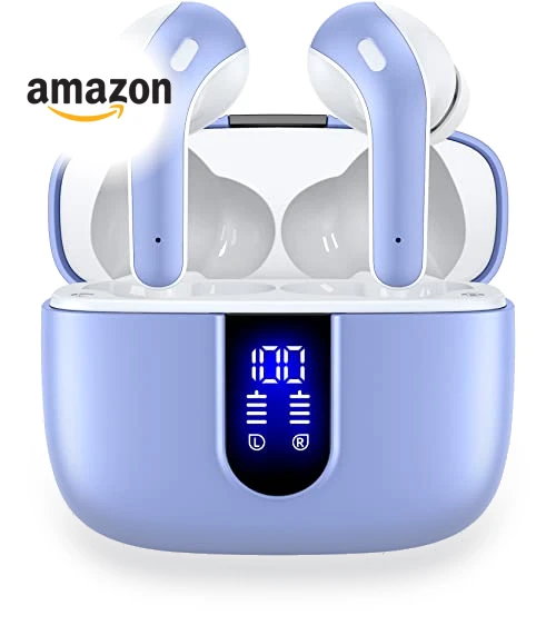 True Wireless Earbuds with LED Power Display and Wireless Charging — In-Ear Headphones, TAGRY