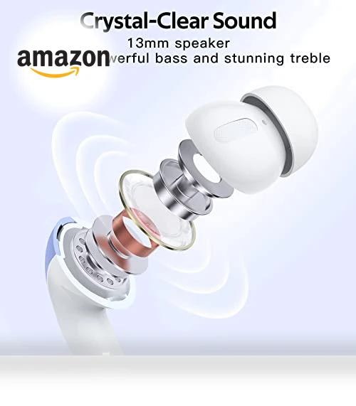 True Wireless Earbuds with LED Power Display and Wireless Charging — In-Ear Headphones, TAGRY