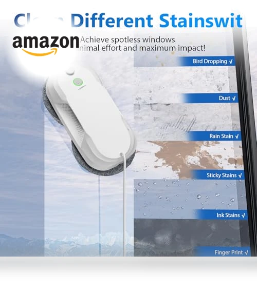 Window Cleaning Robot with Auto-Spray, Smart Navigation, Triple Safety System — Auto Glass Maintenance, TOSIMA