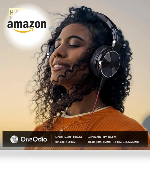Wired Over Ear Headphones with 50mm Drivers for Studio Monitoring — In-Ear Headphones, OneOdio
