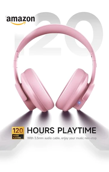Wireless Bluetooth Over-Ear Headphones with 120H Playtime, Deep Bass — In-Ear Headphones, Picun