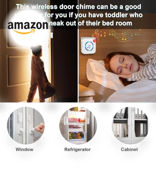 Wireless Door Sensor Chime with 500 FT Range, 26 Chimes, 5 Adjustable Volume — Kits, SanJie