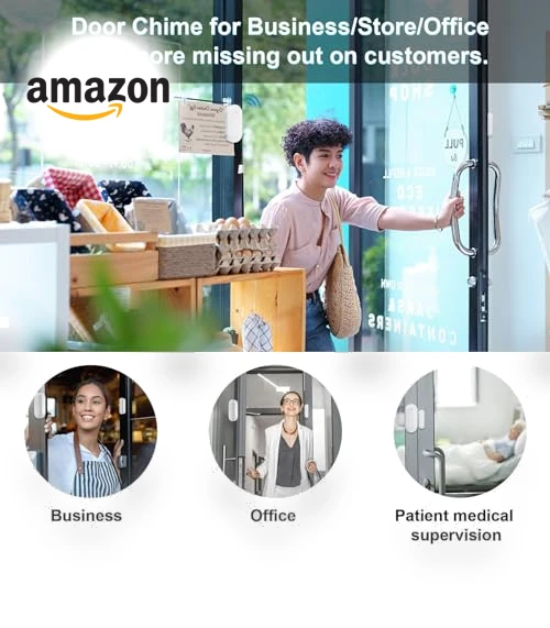 Wireless Door Sensor Chime with 500 FT Range, 26 Chimes, 5 Adjustable Volume — Kits, SanJie