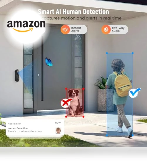 Wireless Smart Video Doorbell Camera with AI Human Detection — Kits, Shenzhen Puge Electronics Co., Ltd.