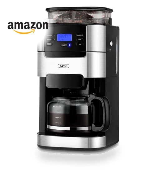 10-Cup Drip Coffee Maker with Built-in Grinder, Programmable Brew Coffee Machine — Electric Blade Coffee Grinders, Gevi