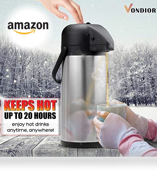 102oz Stainless Steel Airpot Coffee Dispenser with Pump — Travel Drinkware, Vondior